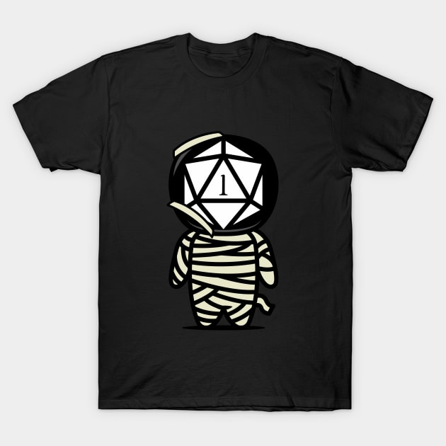 Funny Critical Fail Polyhedral D20 Dice Mummy T-Shirt by pixeptional